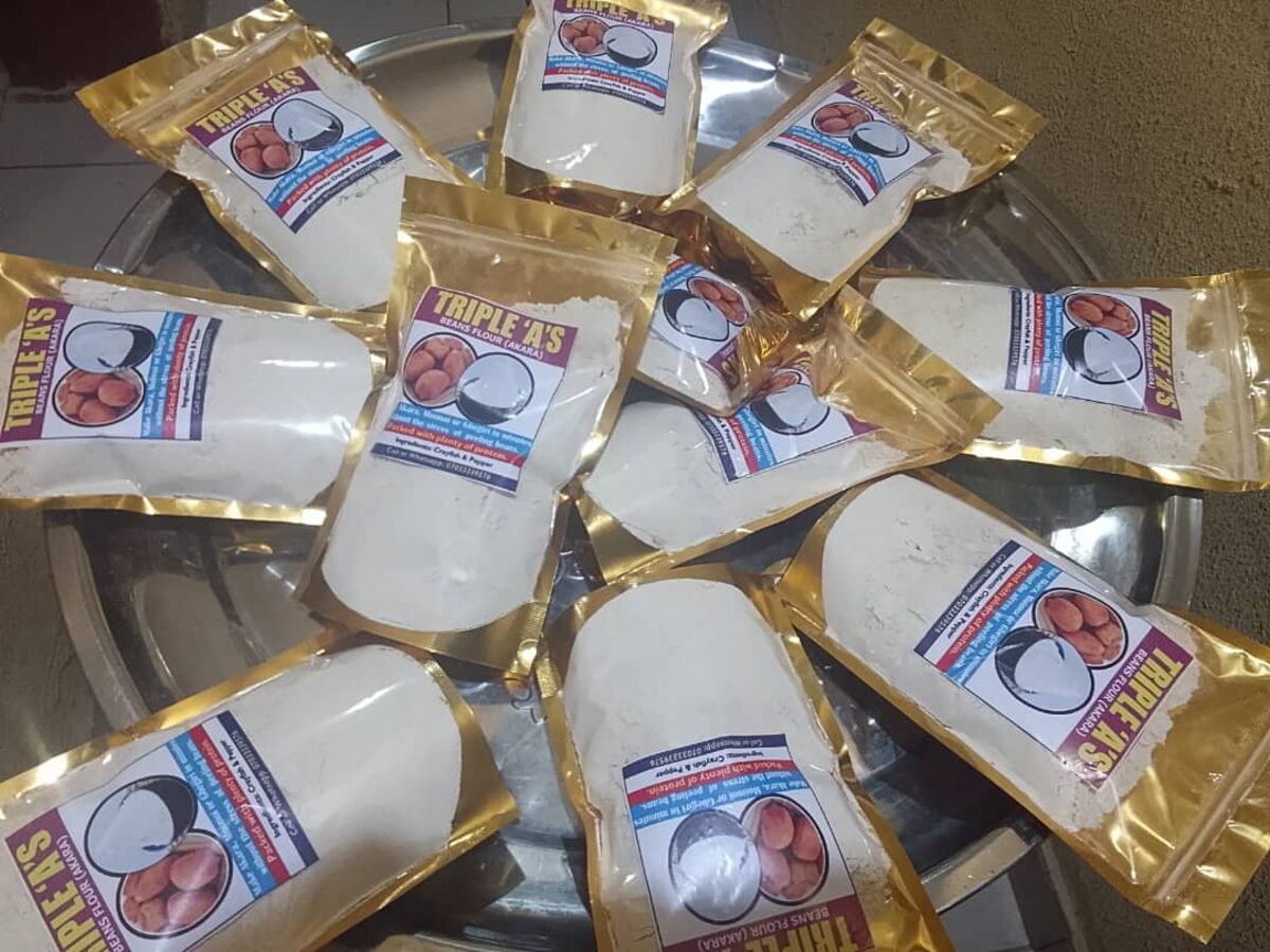 Freshly packaged Triple AAA's beans flour ready for customers